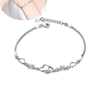 Elegant Silver Heart Bracelet
